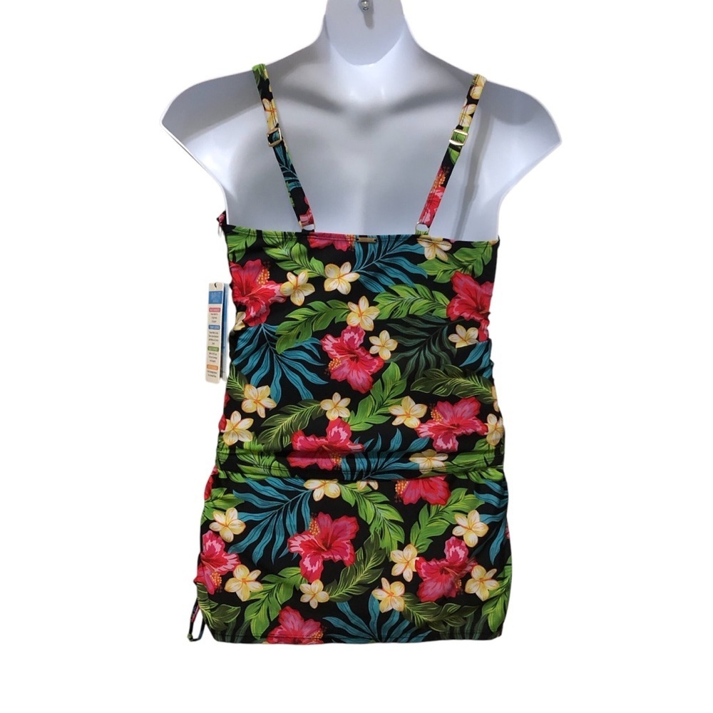 Simply Fit Tankini Swimsuit Top & Bottom Swimwear L Black Tropical Slimm… - Picture 3 of 12